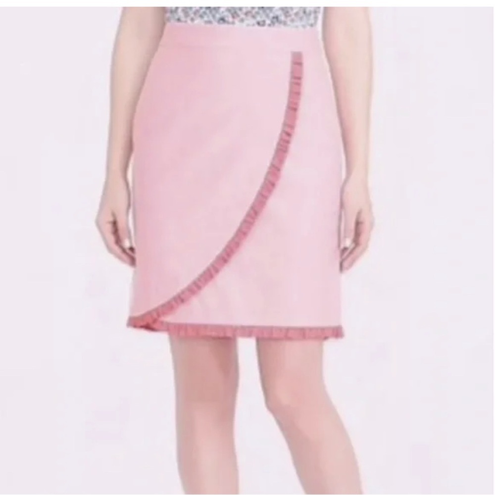 J.Crew Oxford Soft Red Skirt‎ Nantucket Ruffle Trim Wrap 100% Cotton Size 4 NWT
